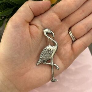 Silver Flamingo Brooch